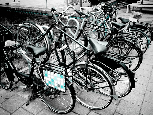 Paris: Contrasty black and white and blue-green